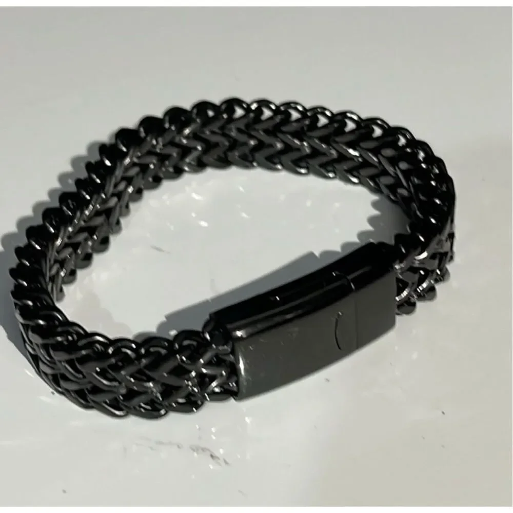 Men’s Black Metal Bracelet with Magnetic Closure